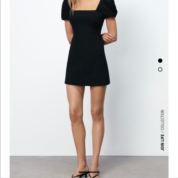 ZARA Linen Blend Dress with Baloon Sleevea and Back Lacing Detail, Size M - Picture 4 of 4